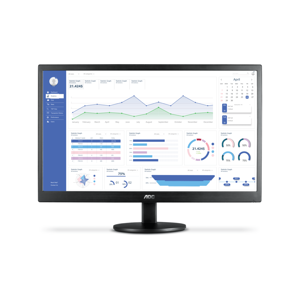 Monitor AOC 18.5" LED, VGA, HDMI, E970SWHNL, Série 70 | Preto
