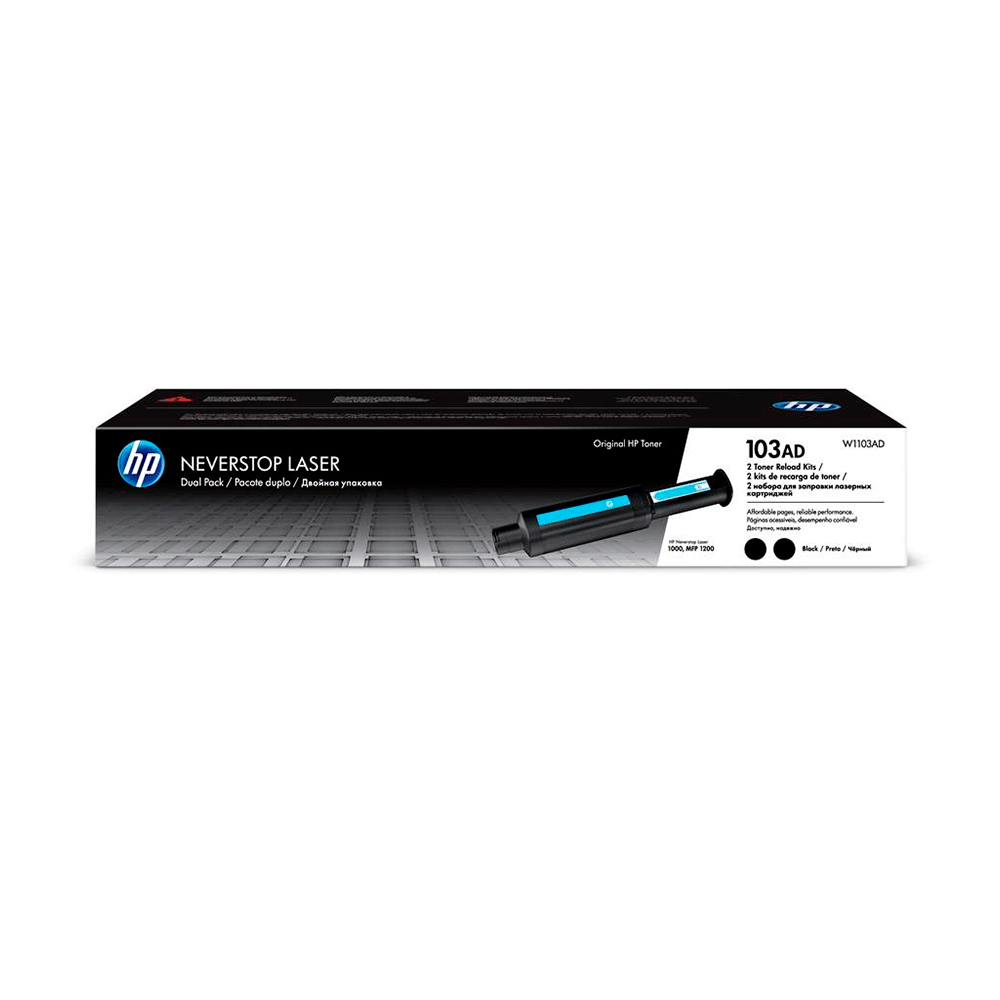 Kit de Recarga do Toner Laser HP 103AD Pacote com 2 Neverstop Original | Preto