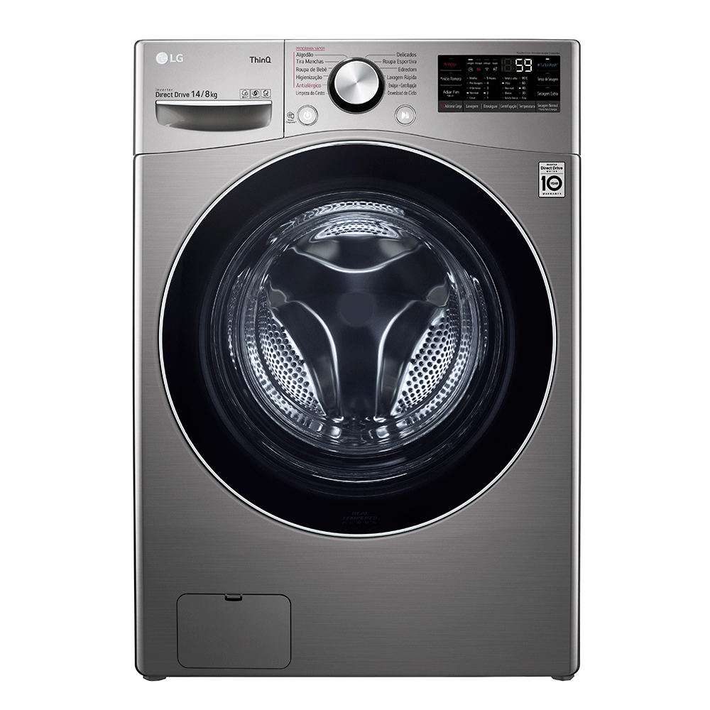 Lava e Seca Smart LG WD14, Inteligência Artificial AIDD, WD14EGS62, Aço Escovado | 14kg