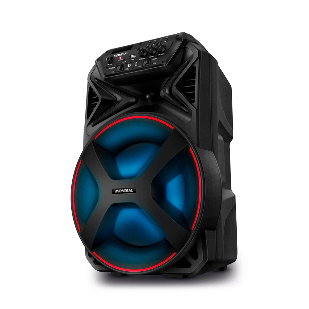 Caixa de Som Amplificada Mondial Connect Partyplus CM-250, 250W, Bluetooth, LED, USB, Rádio FM | Preta