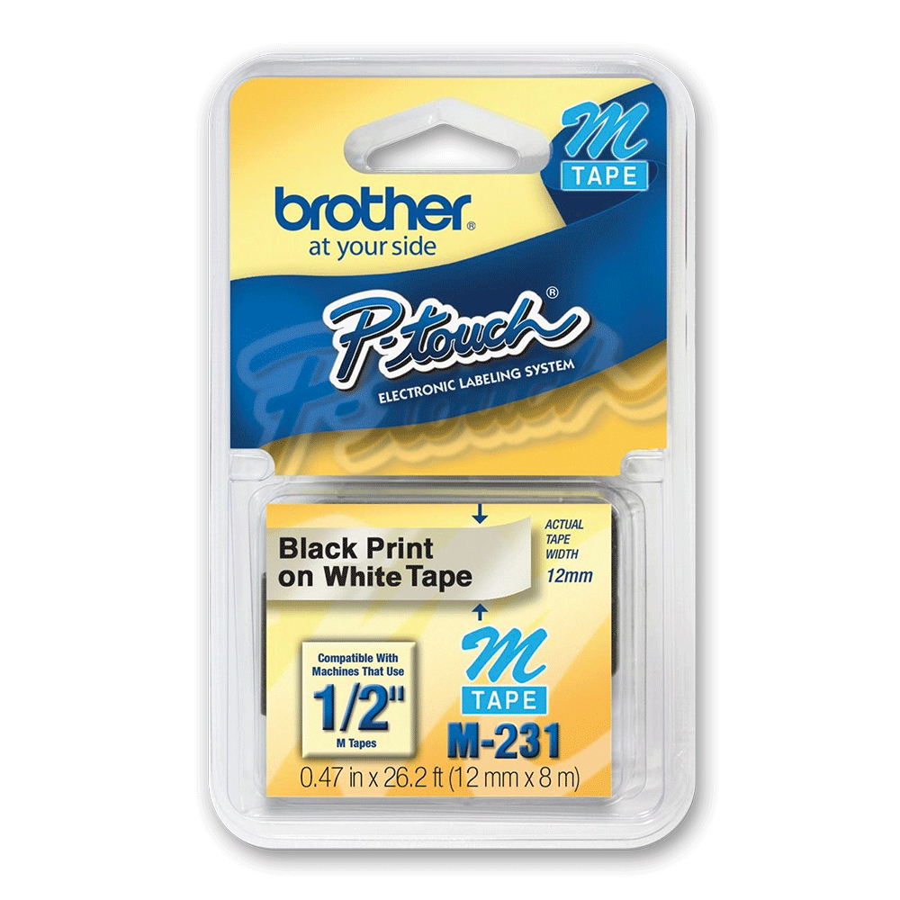 Fita Para Rotulador Brother M231 Branca Escrita Preta