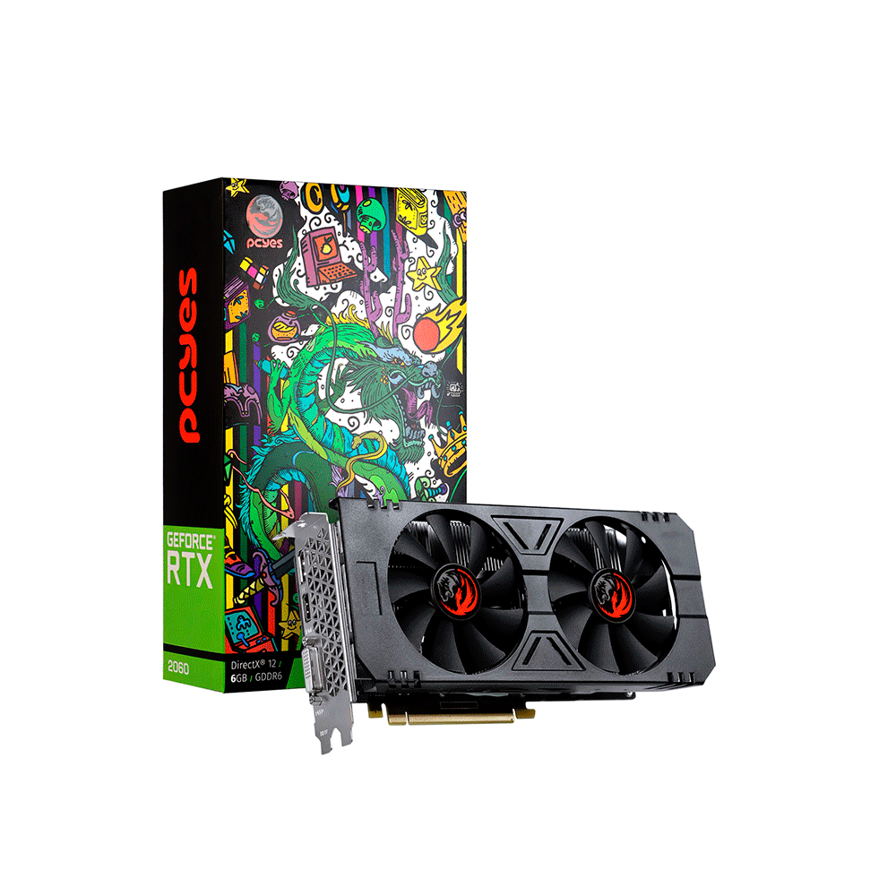 Placa de Vídeo Pcyes Nvidia GeForce RTX 2060 6GB GDDR6 192Bits, Dual-Fan, Graffiti Series - PA2060RTX6GDF