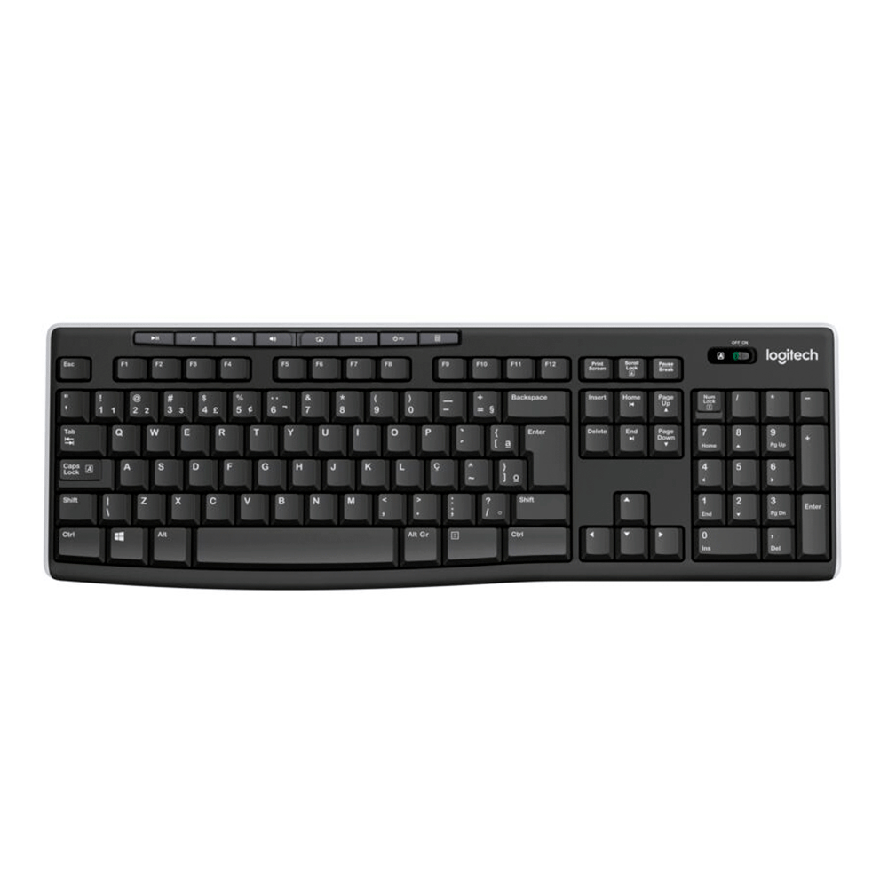 Teclado Logitech K270, Multimídia, Unifying, ABNT2 | Sem Fio
