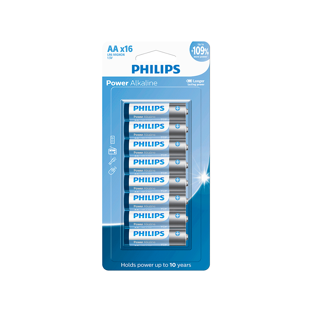 Pilha Philips Alcalina LR6P16B AA, LR6P16B/59 | 16 Und