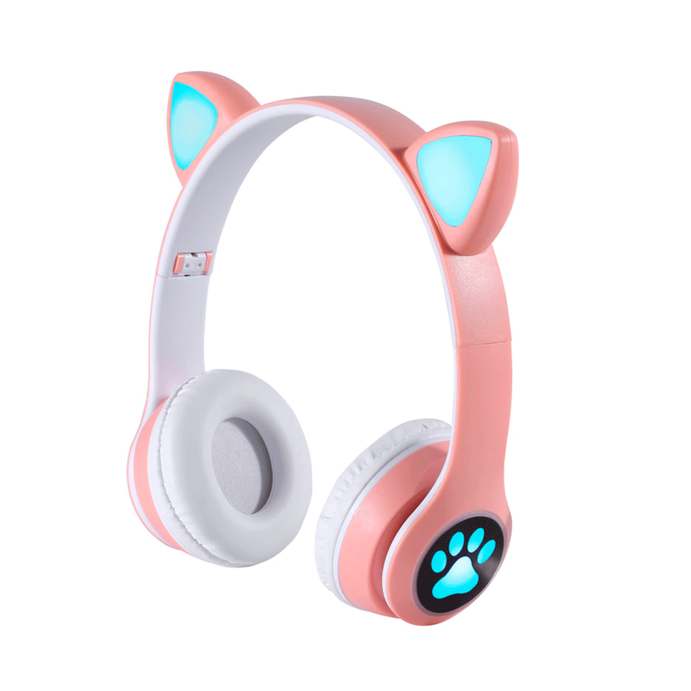 Headphone Bright Bluetooth Kids 03 Cat Girl | Rosa / Branco