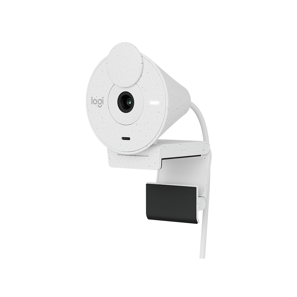 Webcam Logitech Brio 300 Full HD, 1080p, 30 FPS, USB-C, Microfone Integrado | Branco