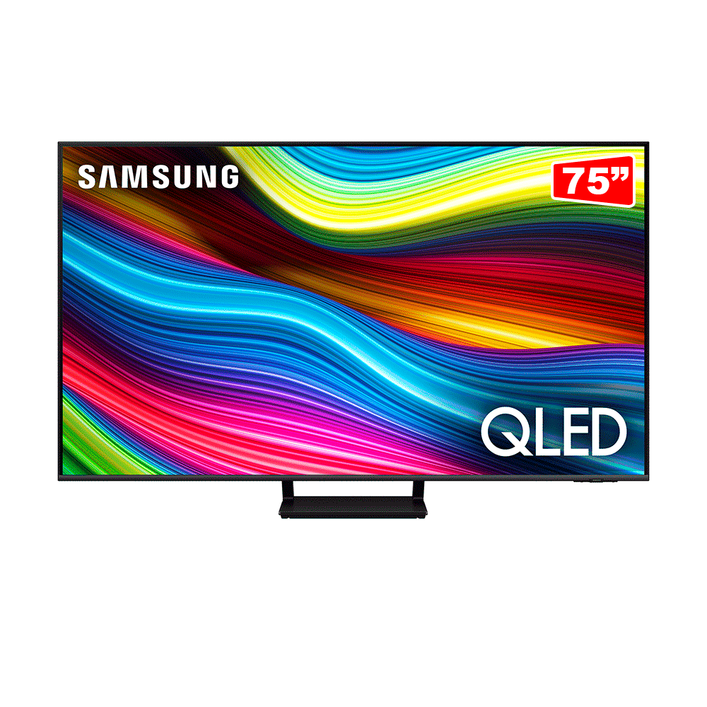 Samsung Smart TV 75" QLED 4K Modo Game, Processador IA, Som em Movimento Virtual, Tela sem limites, Design AirSlim, Alexa built in - | Preto
