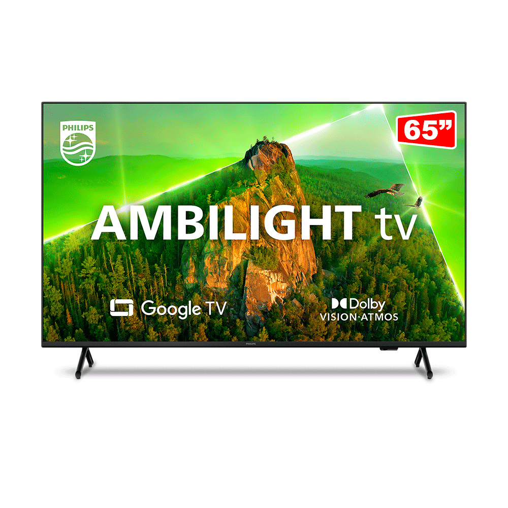 Smart TV Philips 65" 4K UHD LED 65PUG7908/78, Ambilight, Chromecast, Dolby Vision, Dolby Atmos, Bluetooth, Wi-Fi, 4 HDMI, 2 USB | Preto