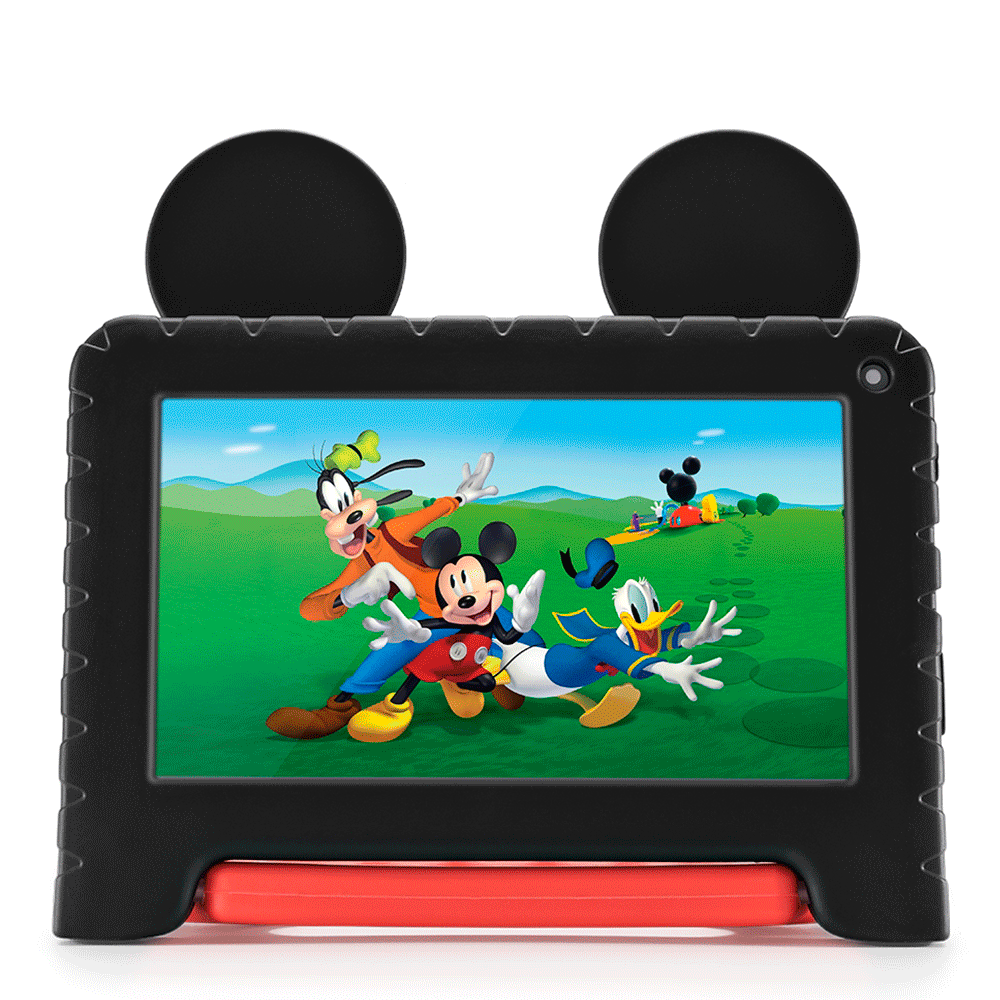 Tablet Multilaser Mickey, Tela 7, 64GB, Android 13, Processador Quad Core, Bluetooth - NB413 | Preto / Vermelho