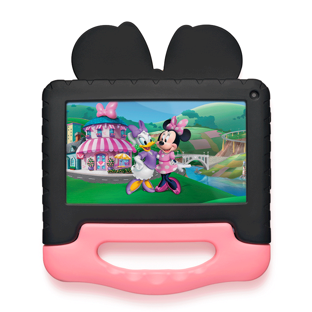 Tablet Multilaser Minnie, Tela 7, Wi-Fi, 64GB, Android 13, QuadCore, Bluetooth - NB414 | Preto / Rosa