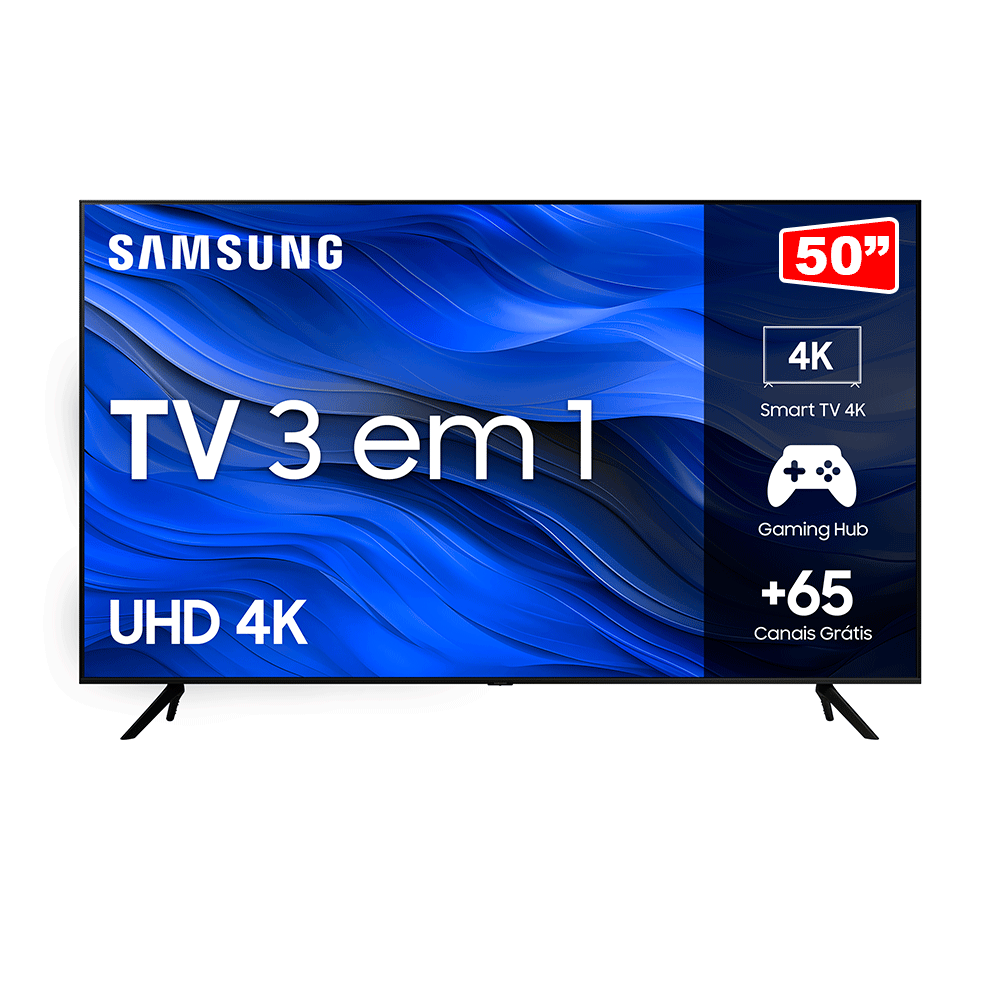 Samsung Smart TV 50" UHD 4K 50CU7700, Processador Crystal 4K, Gaming Hub, Visual Livre de Cabos, Tela sem limites, Alexa built in - | Preto