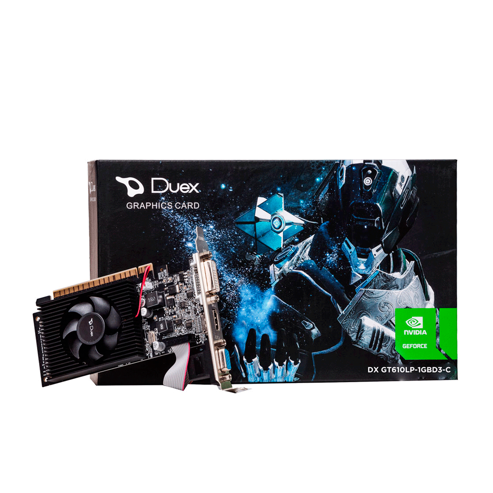 Placa de Vídeo Duex NVIDIA Geforce GT610LP, 1GB, DDR3, 64 Bits, Single Fan - GT610LP-1GD3