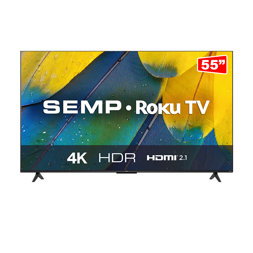Smart TV 55" 4K Semp LED, UHD, Roku TV com Wi-Fi Dual Dand, Controle por Aplicativo, Compatível com Ok Google, Alexa - 55RK8600