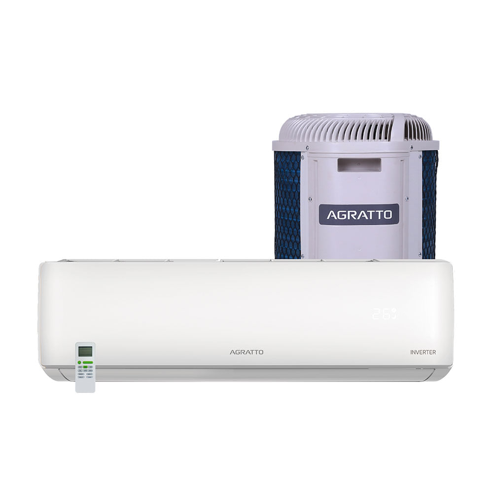 Ar-condicionado Split Hi Wall Agratto LIV TOP Inverter 9.000 BTU's Quente e Frio, Gás R32, Serpentina em Cobre, Painel de LED - | Branco