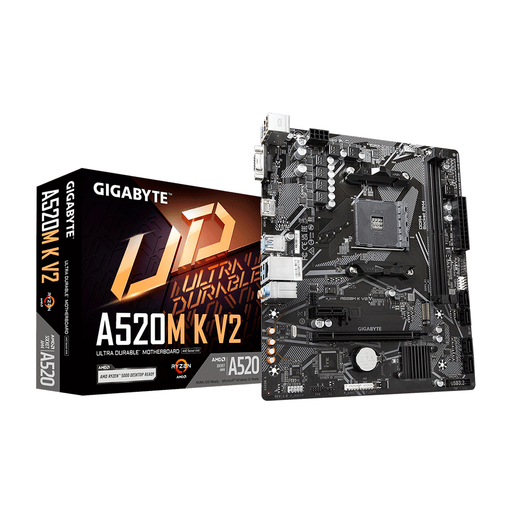 Placa Mãe Gigabyte A520M K V2, DDR4, Soquete AM4