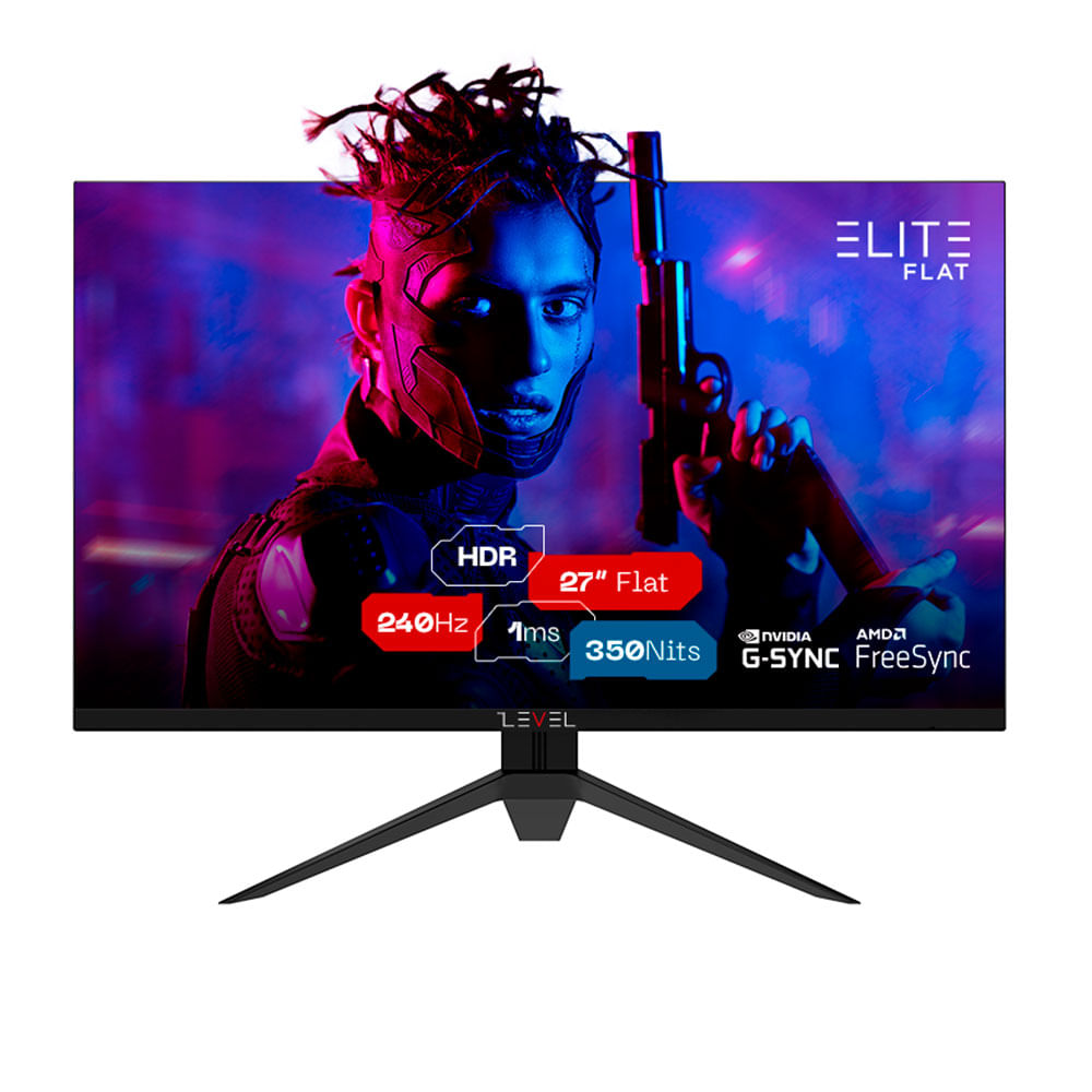 Monitor Gamer Level Elite Flat 27", ELED, 240Hz, 1ms, MPRT, Freesync & G-sync - SG2701B01-9 V2.5 | Preto