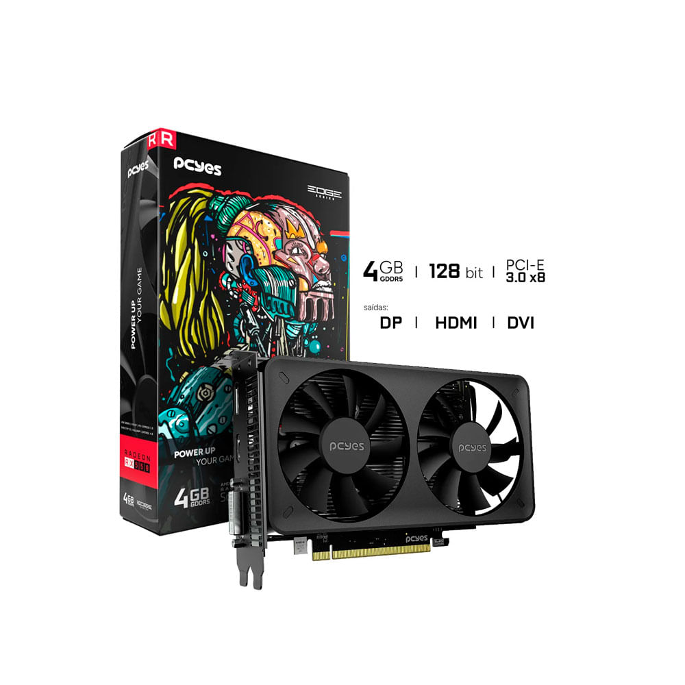 Placa de Vídeo Pcyes AMD Radeon RX550, 4GB GDDR5, 128 Bits, AMD Eyefinity - PVEX5504GBDF