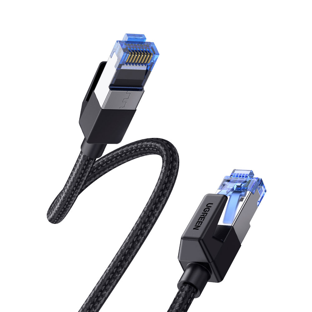 Cabo Ethernet Ugreen Cat 8, F/FTP, trançado, 5 Metros - NW153 | Preto
