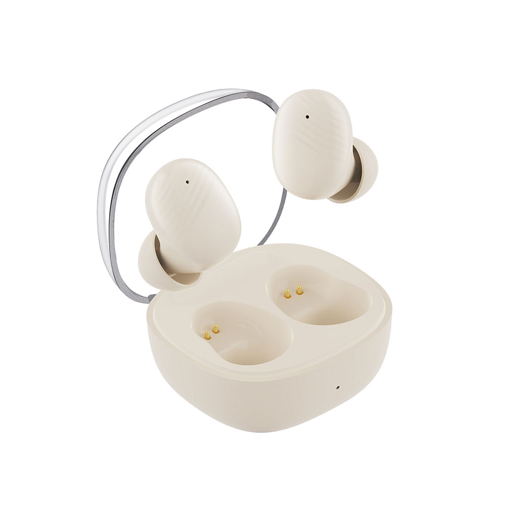 Fone de Ouvido Bluetooth Kross FTA-30 Hick Sound Friendly, Até 4 horas de reprodução | Bege