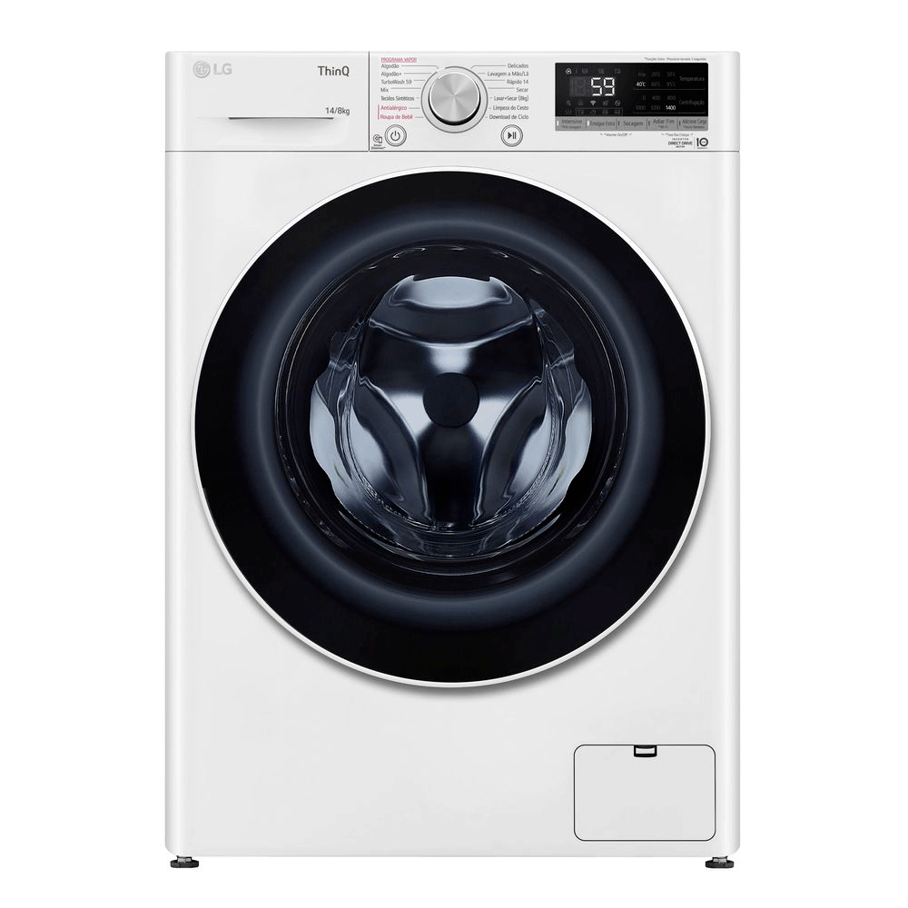 Lava e Seca Smart LG VC4 14kg, com Inteligência Artificial AIDD, CV5014WC4A | Branca