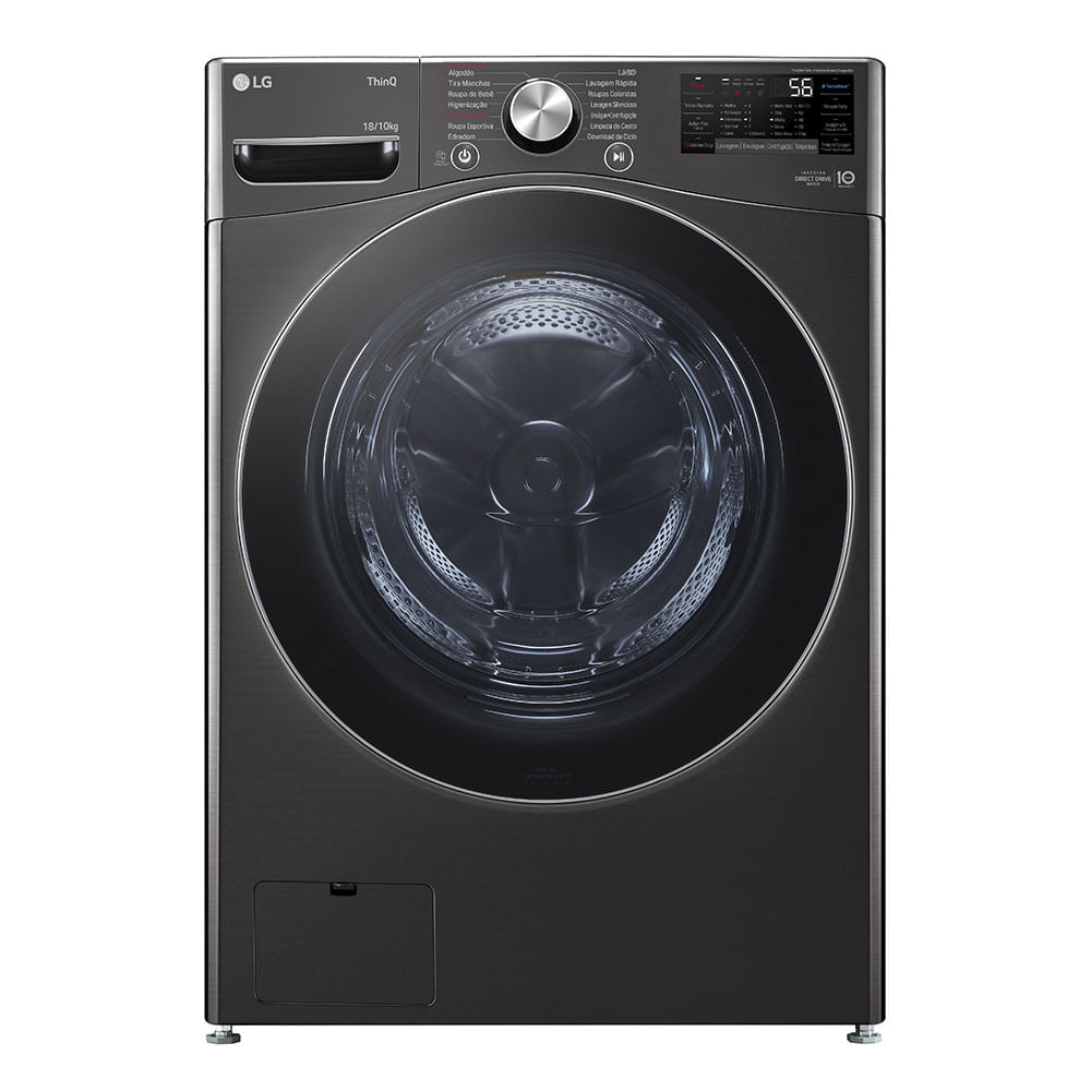 Lava e Seca LG 18kg, Wi-Fi, Motor Inverter Direct Drive, WD18SV2S6B | Black Inox