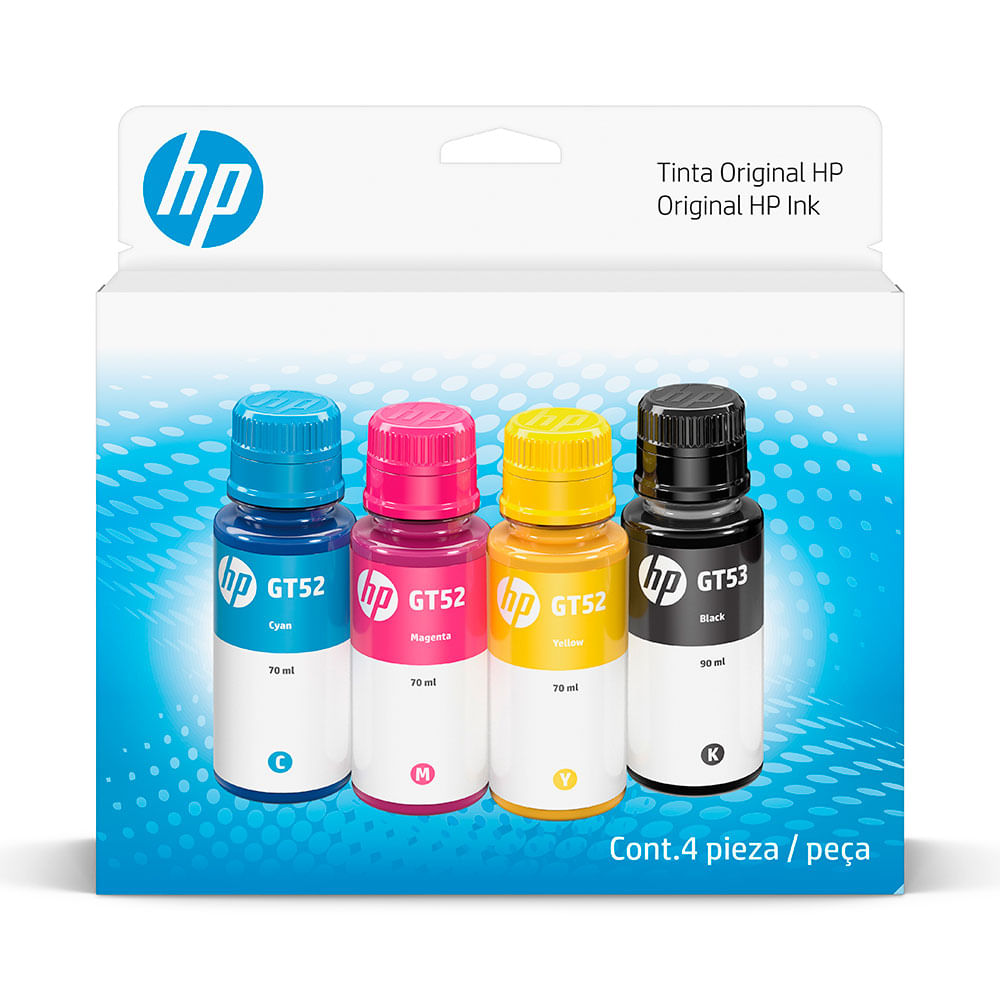 HP Kit de Garrafa de Tinta 4 cores GT53-Petro e GT52 nas cores ciano, magenta e amarelo - 9F3N4AL