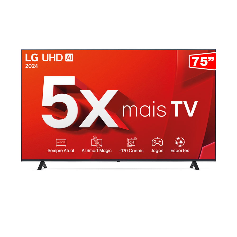 Smart TV 75" 4K LG UHD 75UT8050, Processador a5 Ger7 AI, Alexa/Chromecast| 75UT8050