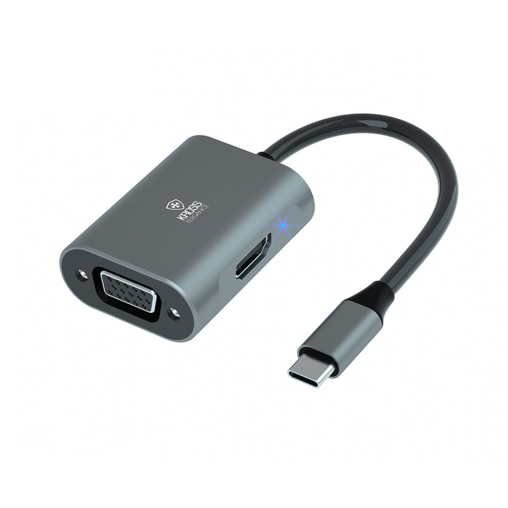Adaptador Kross 2 em 1 Tipo C para HDMI/VGA - KE-UCT205
