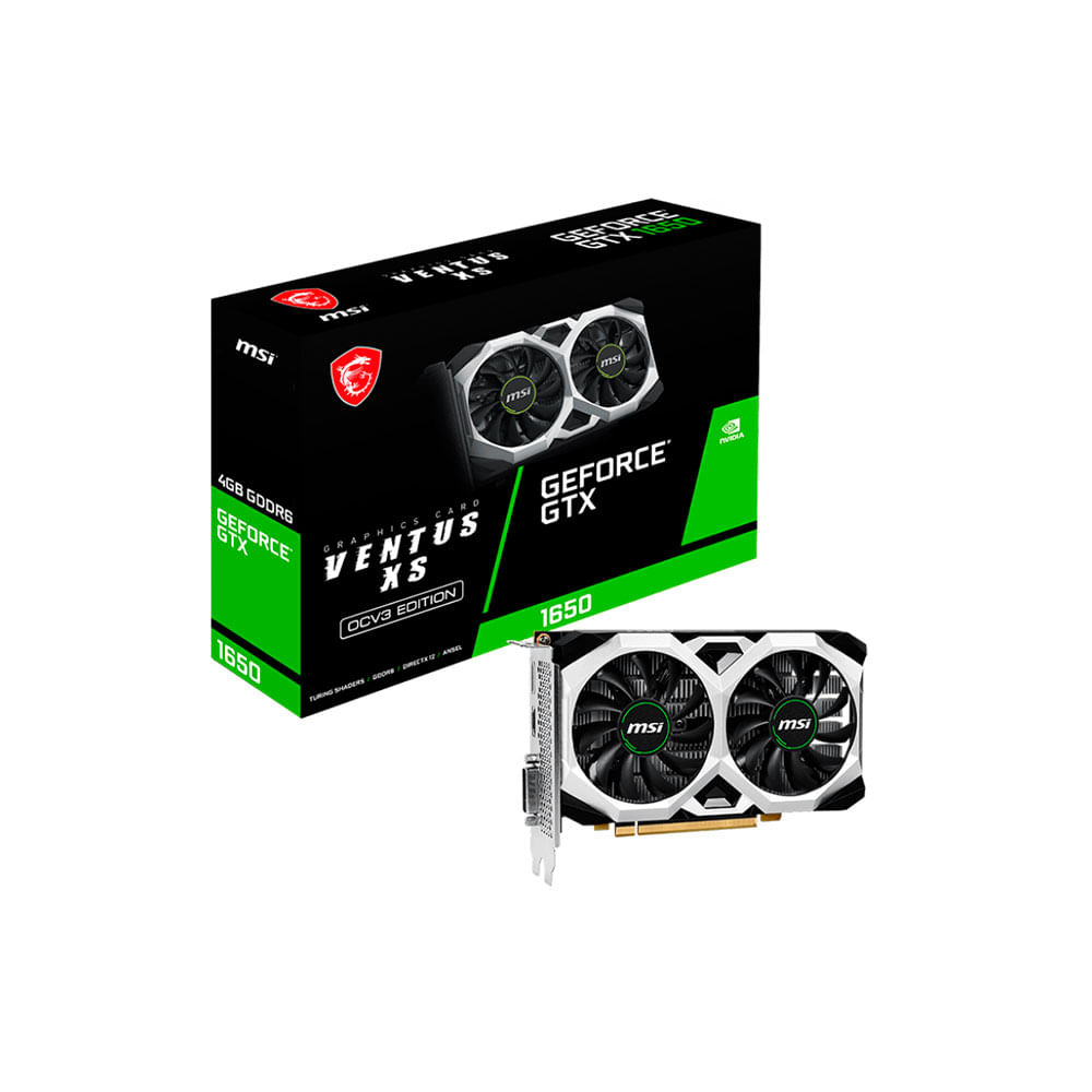 Placa de Vídeo GTX 1650 MSI D6 Ventus XS OCV3 NVIDIA GeForce, 4GB GDDR6, G- Sync