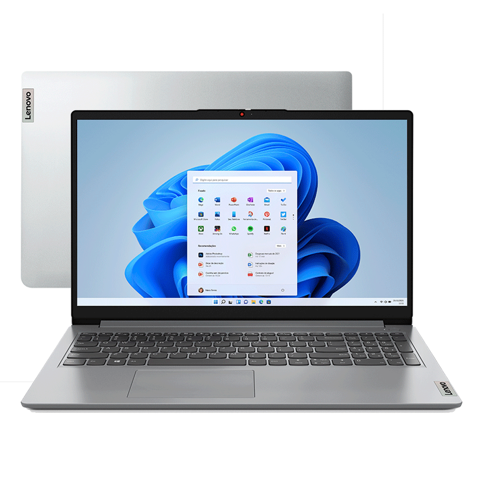 Notebook Lenovo Ultrafino IdeaPad 1i i3-1215U, 8GB, 256GB SSD, Intel UHD Graphics, Windows 11, 15.6" - 82VY000SBR | Cloud Grey