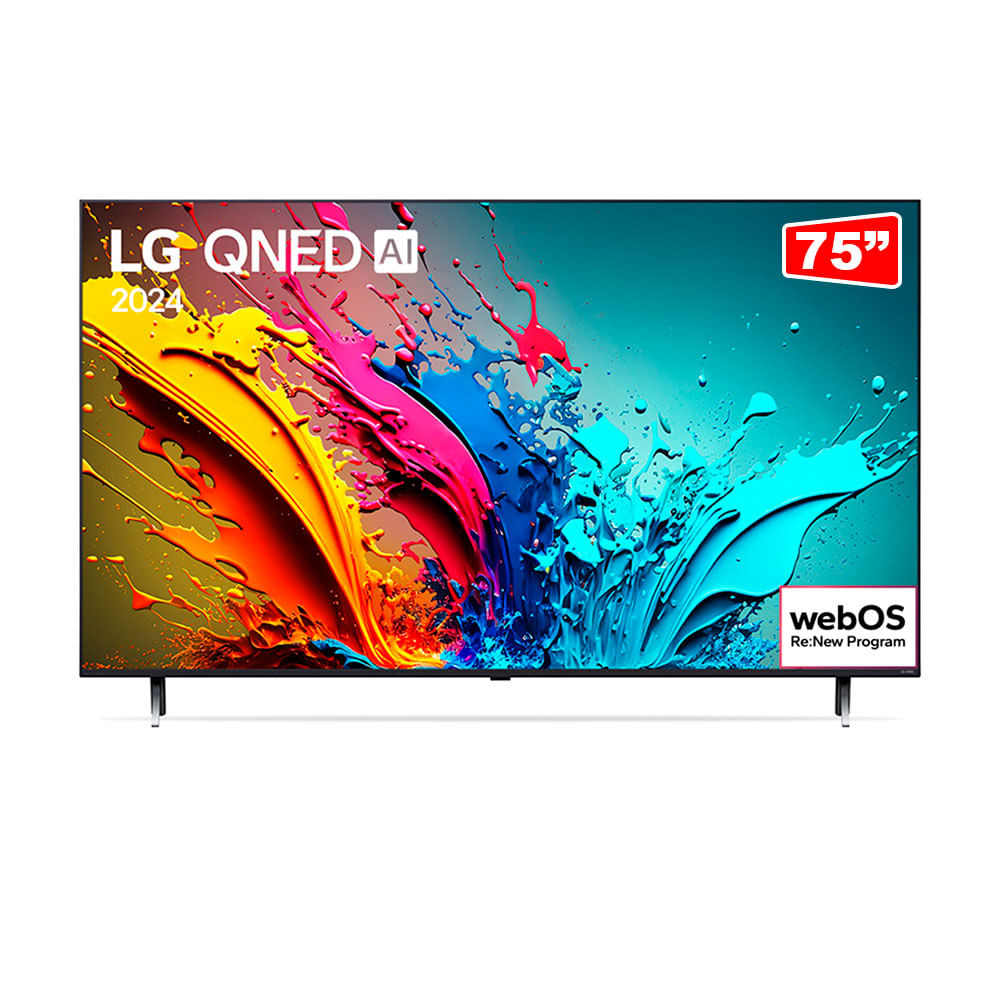 Smart TV 4K 75" LG QNED 75QNED85T, Processador a8 AI, Painel 120Hz, webOS 24 | 75QNED85T