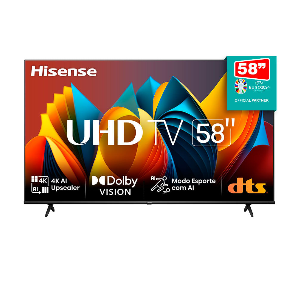 Smart TV Hisense 58" 4K 58A6K, HDMI, USB, Conexão Wi-Fi, Modo Jogo PLUS | 58A6K