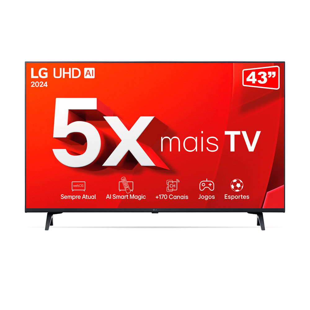 Smart TV 4K 43" LG UHD 43UT8000, Alexa/Chromecast integrado, webOS 24 | 43UT8000