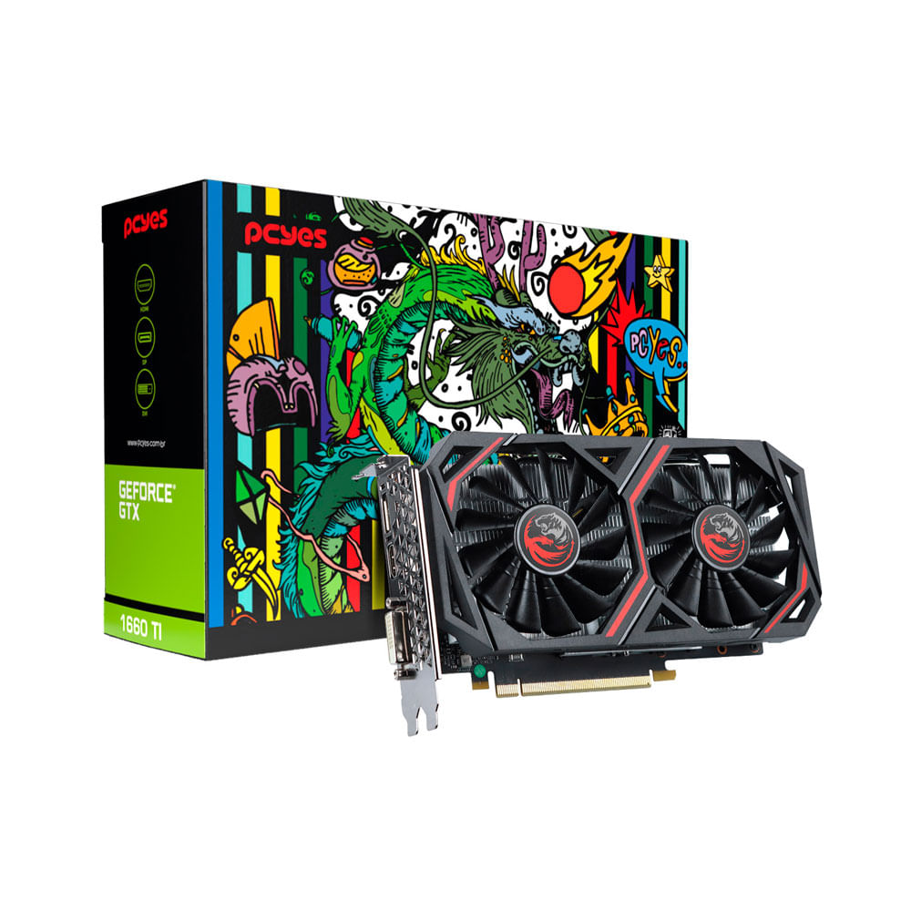 Placa de Vídeo PCyes GeForce GTX 1660 Ti , 6GB GDDR6, 192Bit - PVGTX1660TI6GBPT
