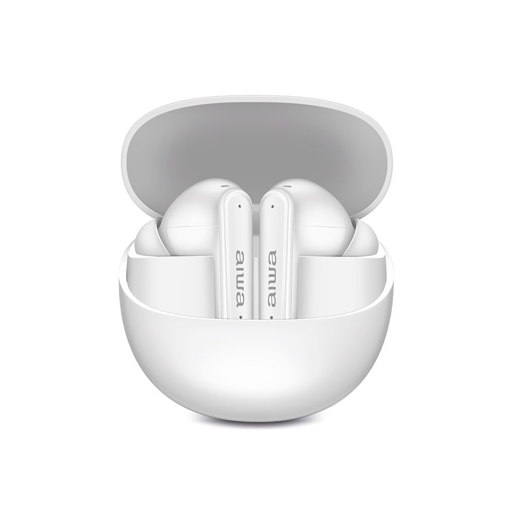 Fone de Ouvido Eardbud AIWA AWS-EB-04-B Bluetooth IPX4 ANC 26 Horas de bateria | Branco