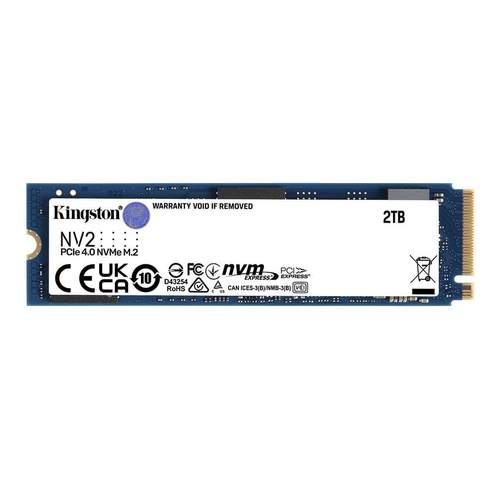 SSD Kingston NV2 2TB, M.2 2280 PCIe, NVMe, Leitura: 3500 MB/s e Gravação: 2800 MB/s - SNV2S/2000G | 2 TB