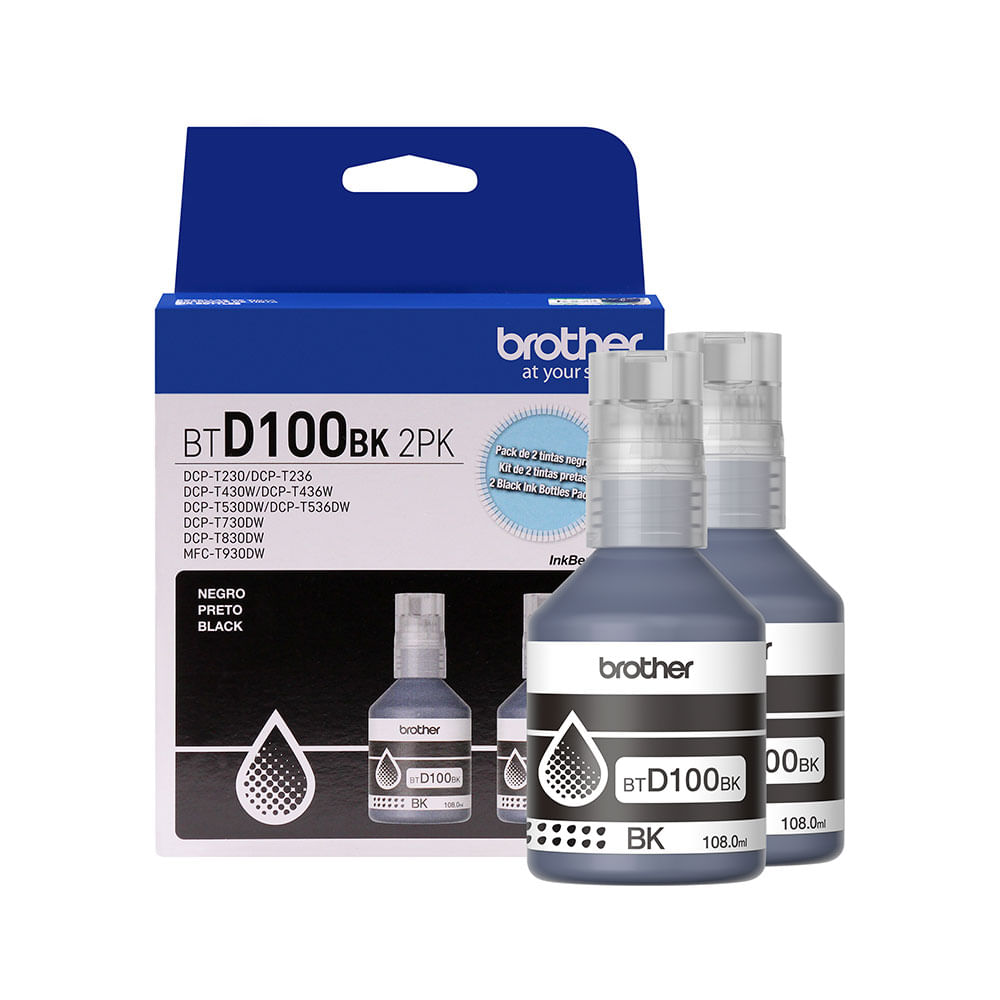 Kit 2 Garrafas de Tinta Preta de Ultra Rendimento para InkBenefit Tank - BTD1002PK | Preto