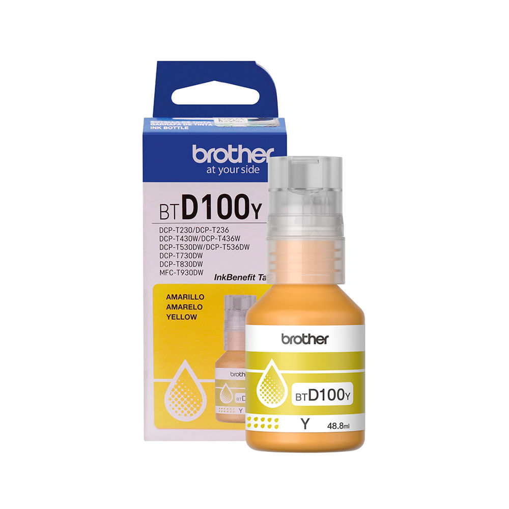 Refil de Tinta Brother BTD100Y Amarela, para InkBenefit Tank