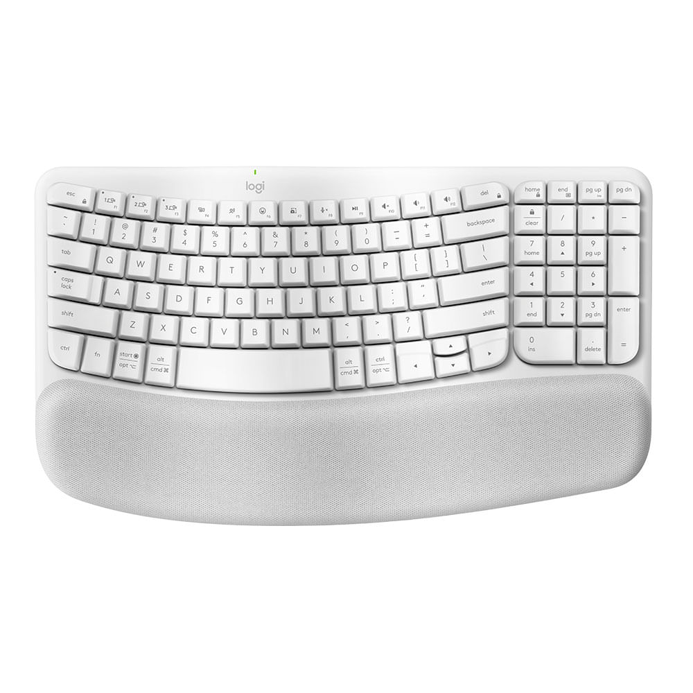 Teclado Logitech WAVE KEYS, sem fio Ergonômico e Compacto | Branco