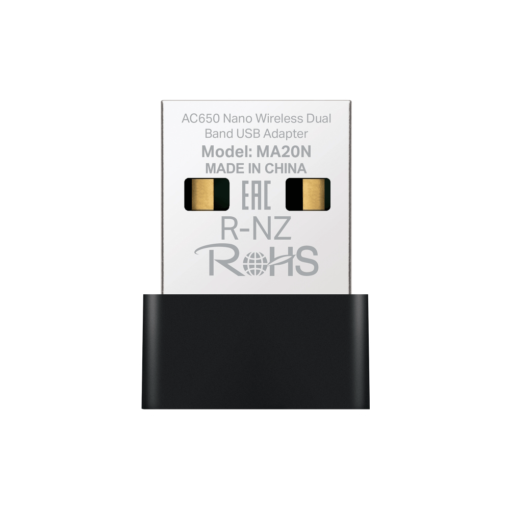 Adaptador USB Wireless Dual Band Mercusys MA20N AC650 Nano | Preto