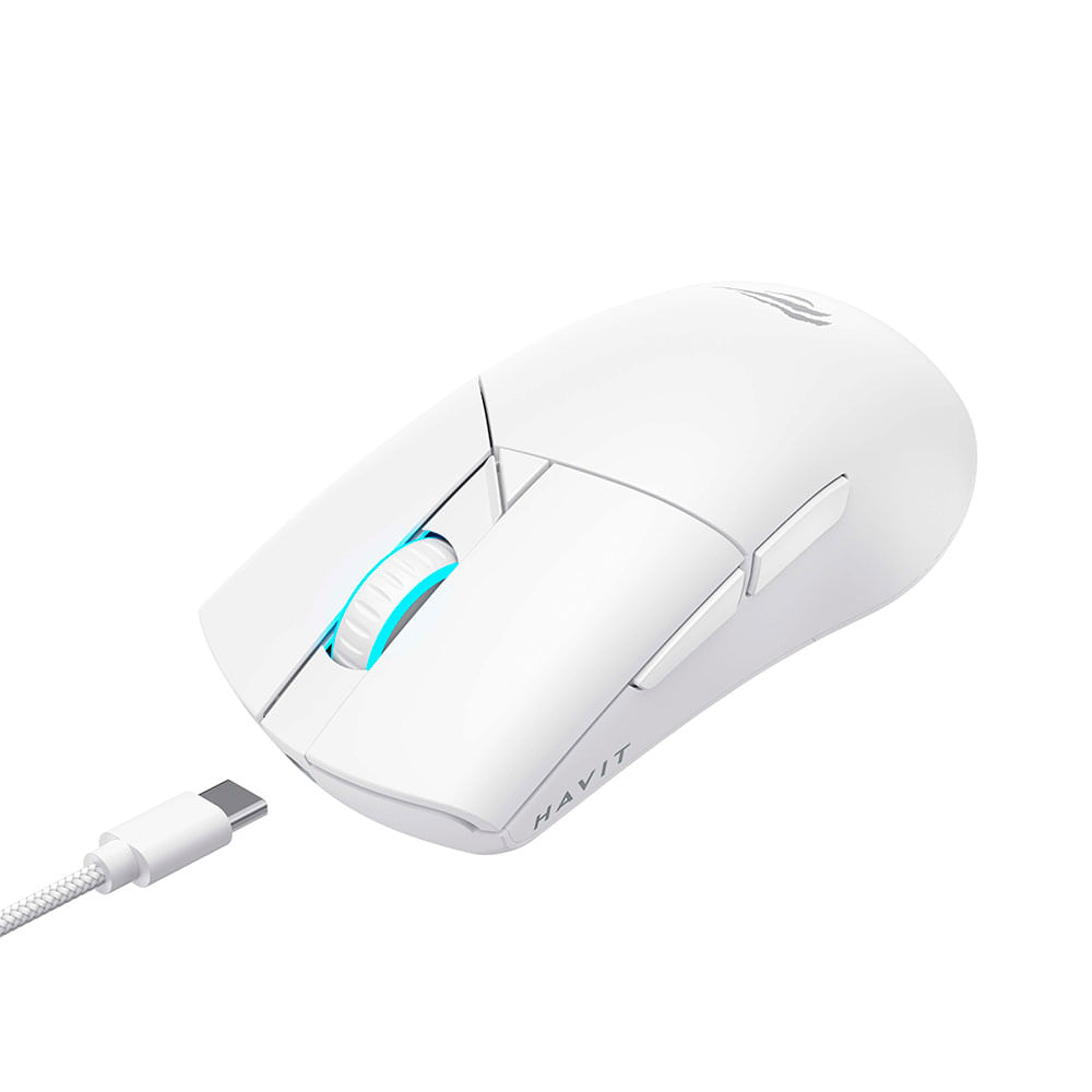 Mouse Gamer Havit MS1038, 1200DPI, USB, RGB, 7 Botões | Branco