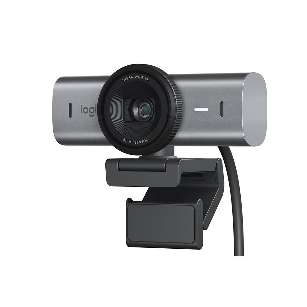 Webcam Logitech, Ultra HD 4K, MX BRIO, Correção automática de luz, IA integrada ao Microfone. | Grafite