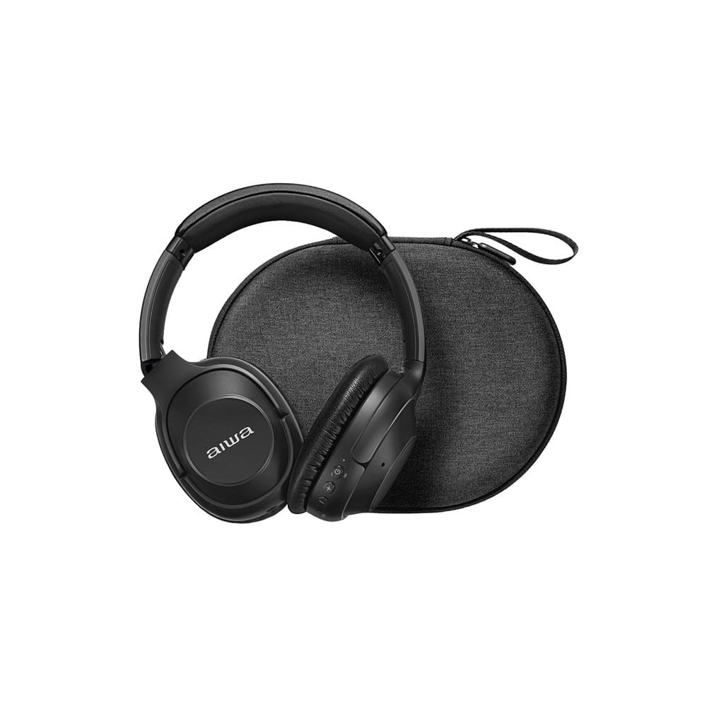Headphone Aiwa HP-05-B Bluetooth 5.3 ANC ENC Modo Ambiente, Drivers 40 mm, Bateria até 60 Horas