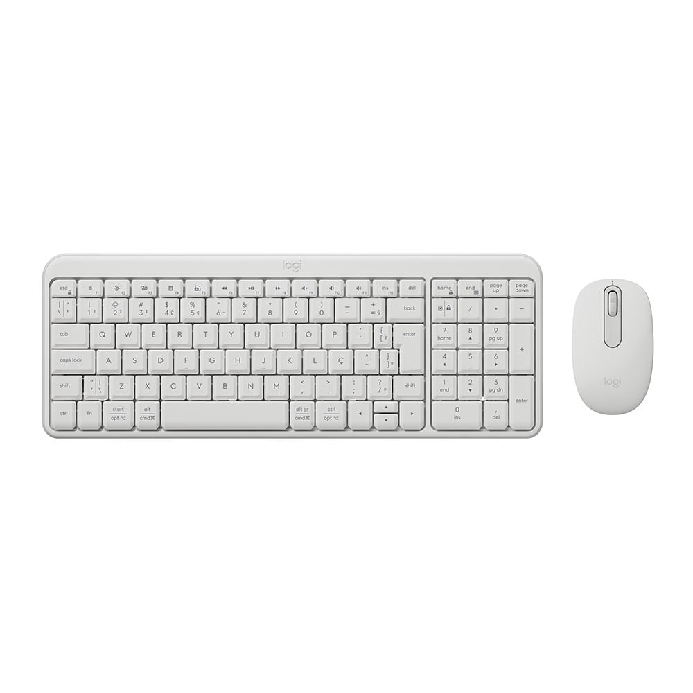 Combo Sem Fio Teclado e Mouse Logitech MK250 Layout ABNT2, Teclado numérico, Mouse Sensor óptico | Branco