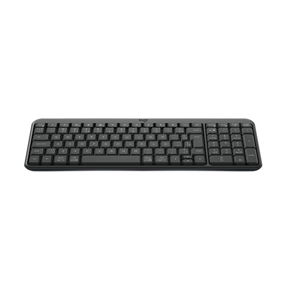 Teclado Logitech K250, sem fio Bluetooth, Compacto com Teclado Numérico, Layout ABNT2 | Grafite
