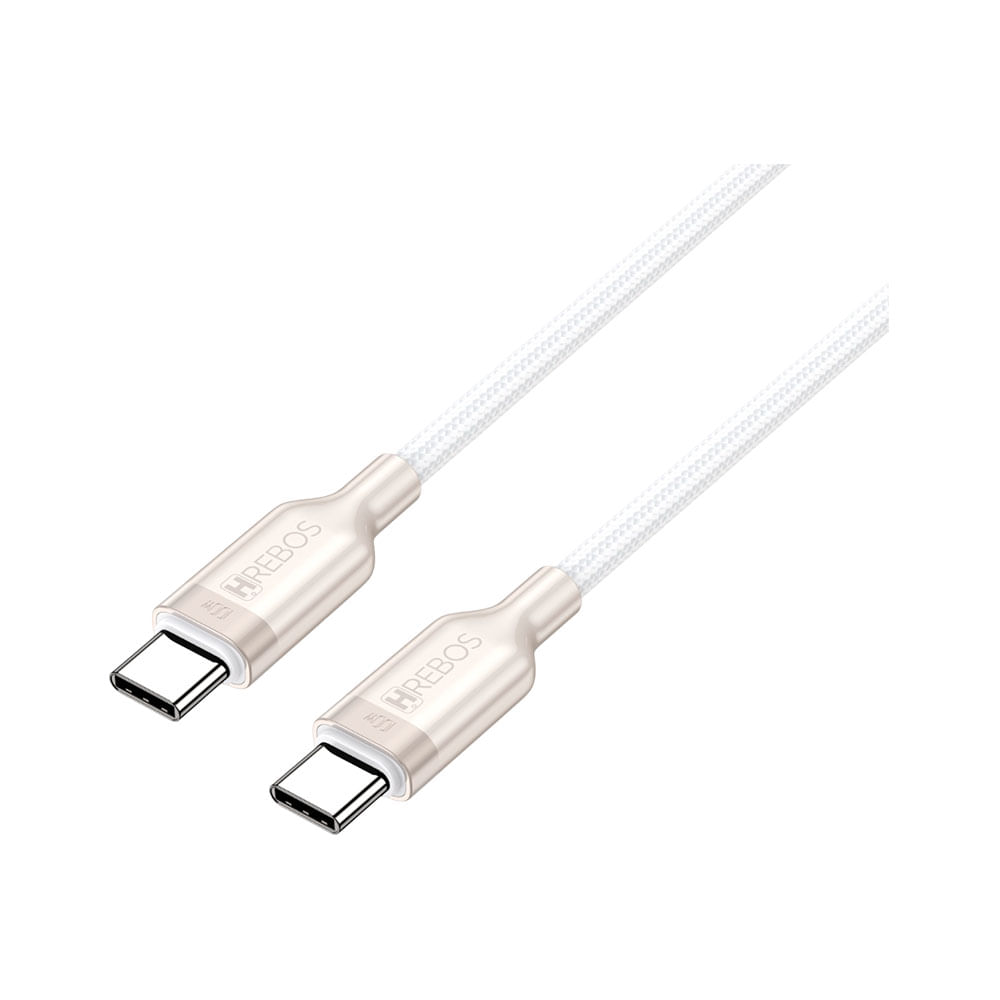 Cabo Hrebos Dual Type-C, Premium Titanium - CB-366c | Branco