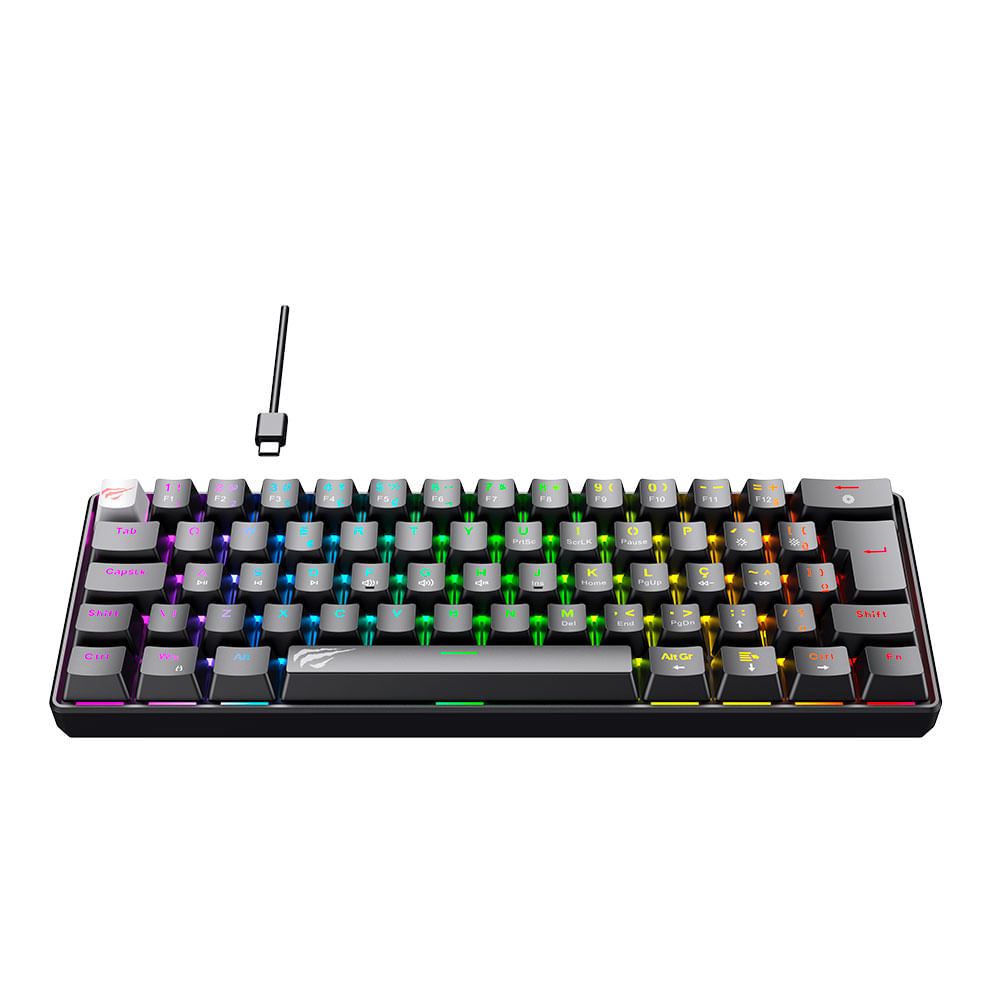 Teclado Mecânico Gamer Havit RGB, Switch Red,  USB Tipo-C, ABNT2 - GT-KB11L | Vermelho