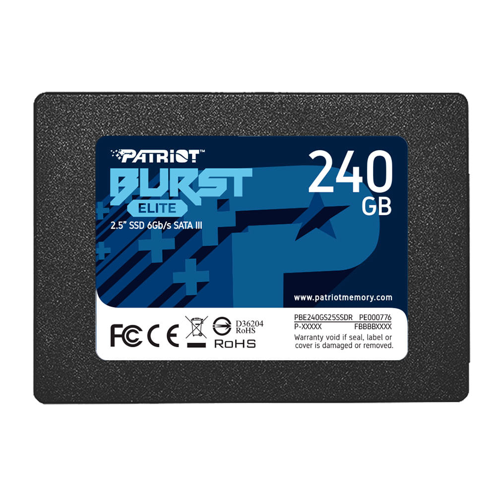 SSD Patriot Burst Elite 240GB, 2.5" SATA III, Leitura até 450 MB/s e Gravação até 320 MB/s PBE240GS25SSDR | 240 GB