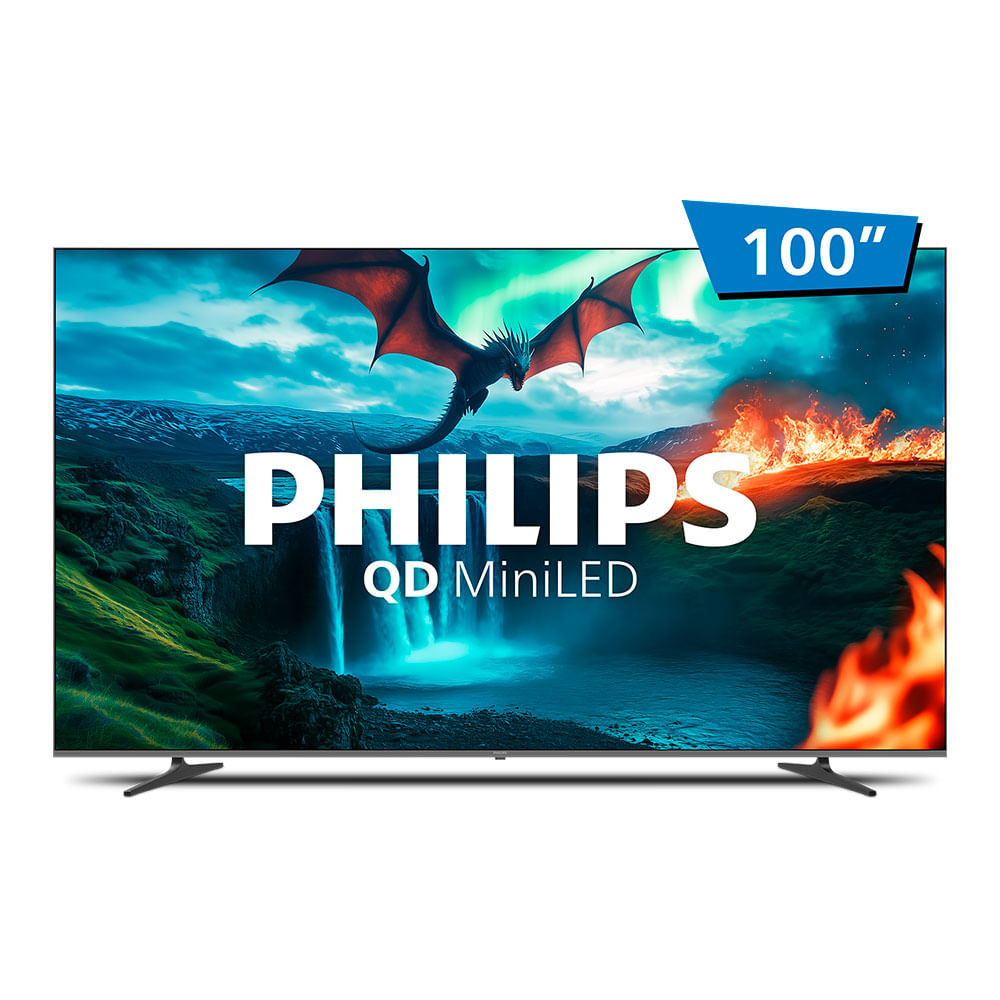 TV MINILED 4K 100" PHILIPS, Dolby Atmos, Resolução 4K e 144Hz | 100MLED800