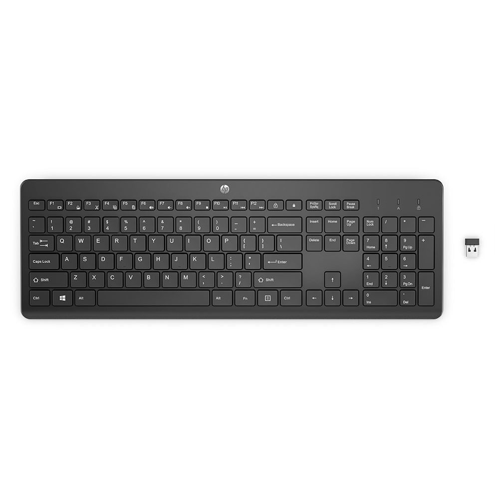 Teclado Sem Fio HP 230, Conexão 2.4 GHz, Teclas Silenciosas, Bateria de Longa Duração | Preto